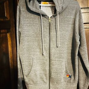 Aviator Nation Heather Gray Lightening Bolt LARGE UNISEX HOODIE!